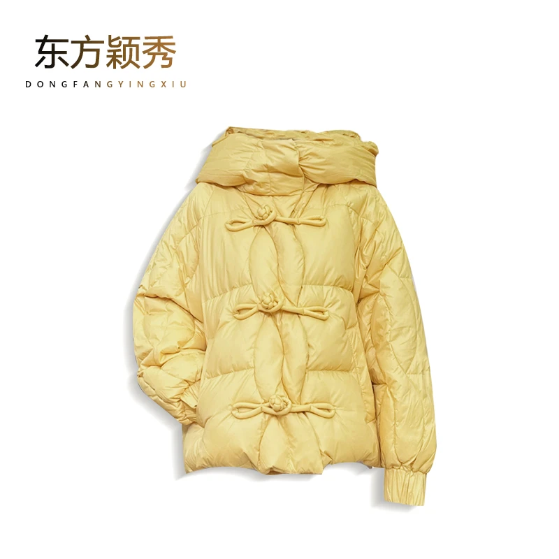 秋冬女款爆款2024新款正品新款黄色羽绒服时尚简约休闲百搭羽绒服