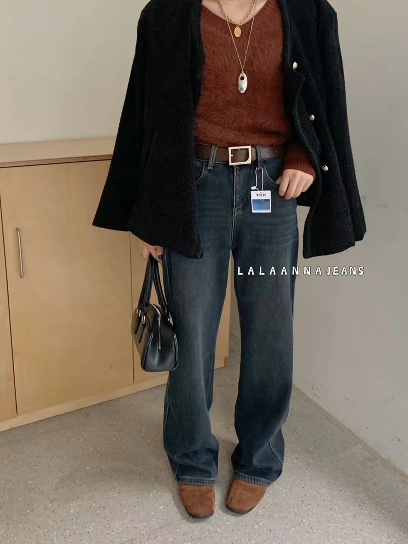 时尚百搭植绒牛仔裤0912