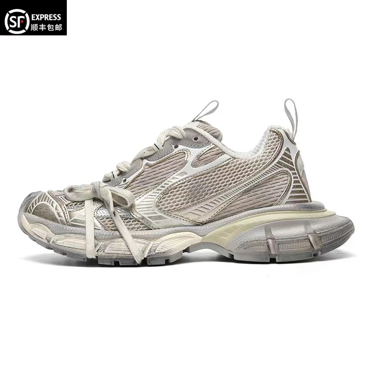 顶板走秀款巴黎3XL老爹鞋情侣透气休闲百搭厚底做旧灰色运动鞋女