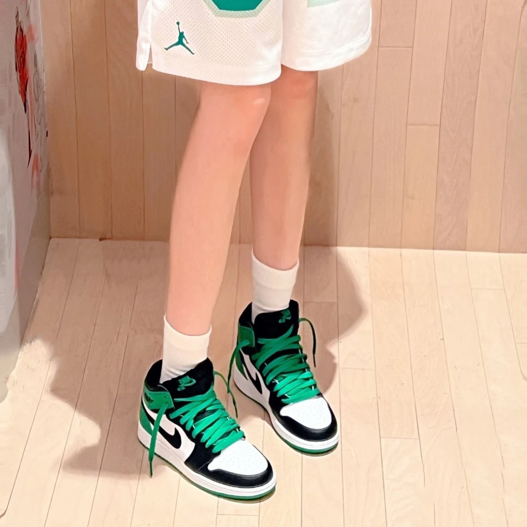Air Jordan 1 AJ1 黑绿脚趾 凯尔特人 防滑耐磨高帮 女款篮球鞋