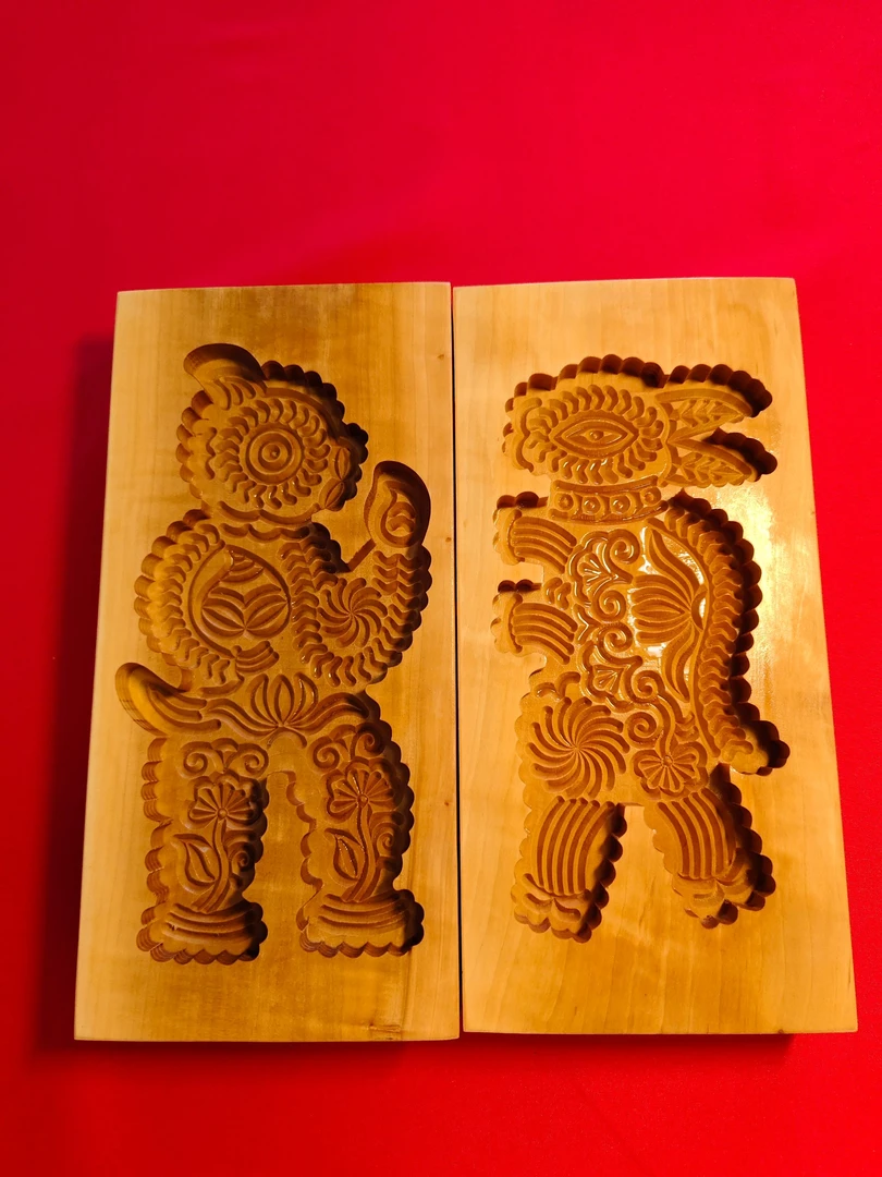 百年梨木|大号双面猴子兔子