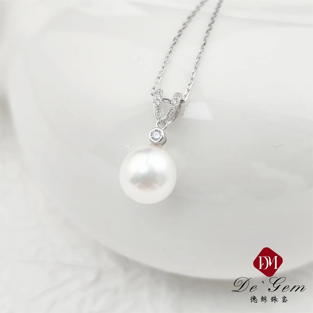 D2079 宠粉同心胖白珠吊坠卡家可调节银链