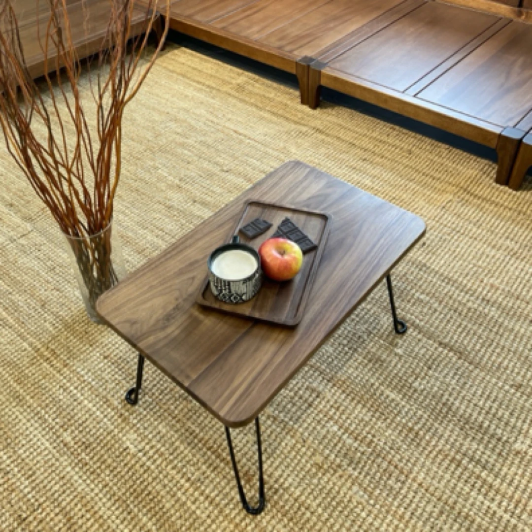 北美黑胡桃飘窗桌炕桌榻榻米小茶几多场景户外休闲桌可折叠多功能