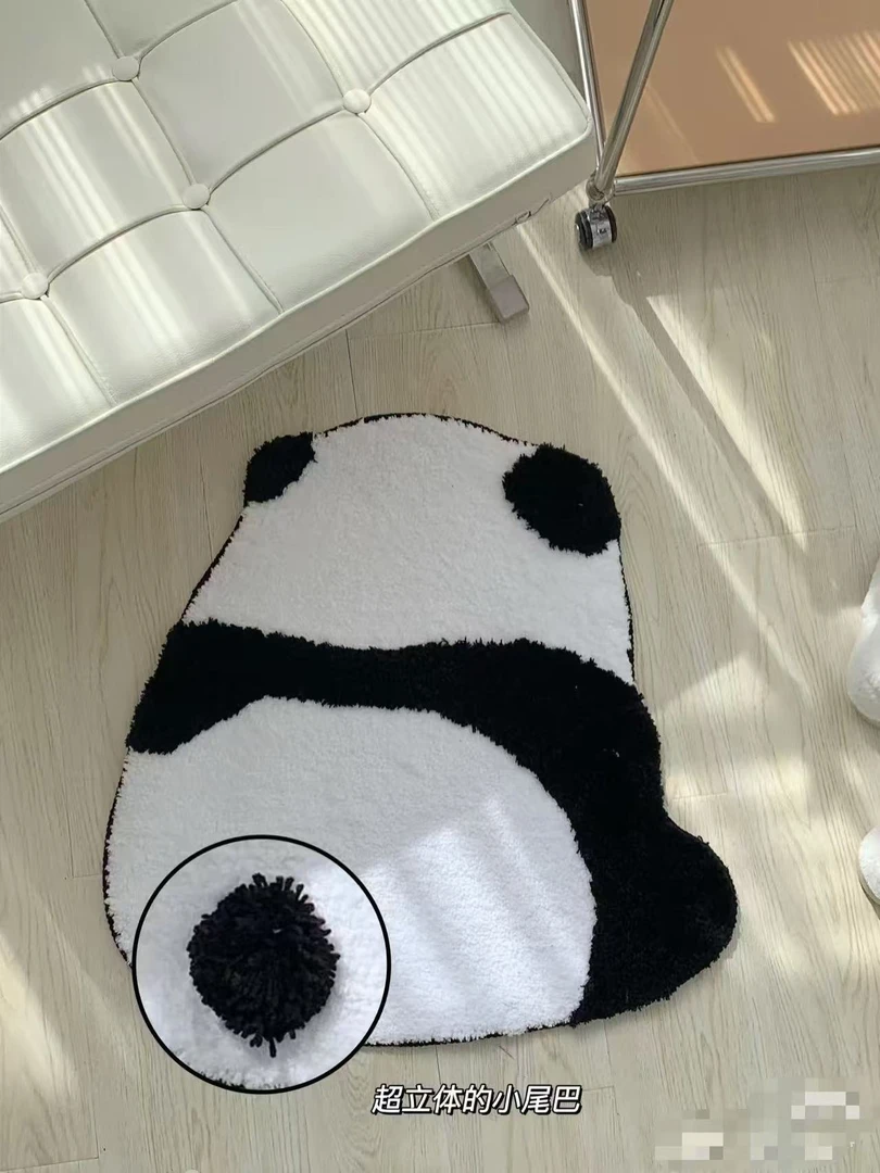 63*73cm熊猫胖墩墩地毯 客厅沙发卧室床边艺术脚垫可爱网红卧室垫