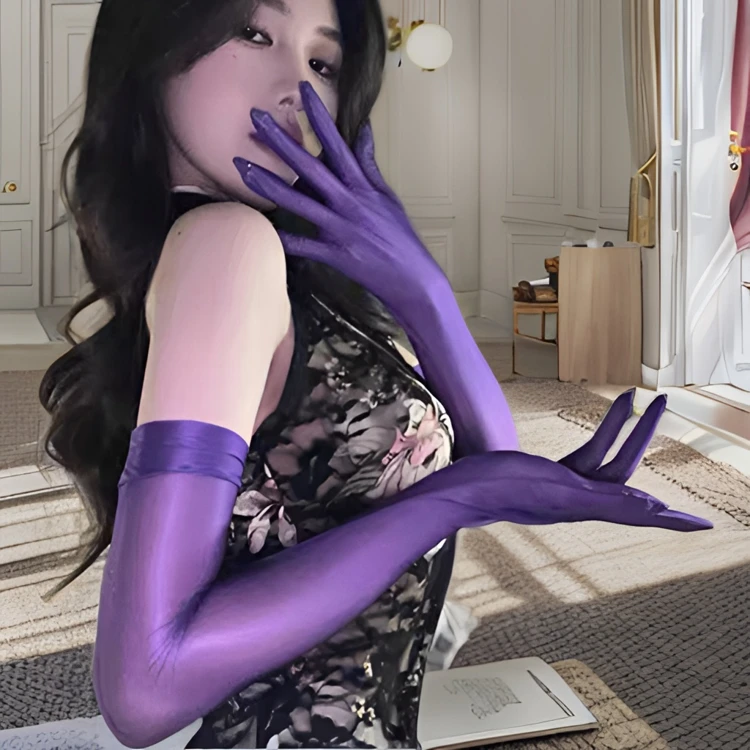 手丝油亮手丝性感马油手丝套装黑色手丝分指手套辣妹蕾丝紧身时尚