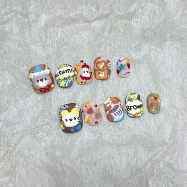 美拉德猫咪——RURU纯手工手捏立体平面手绘可爱卡通穿戴甲