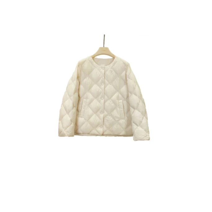 【毛姐专属】 新款纯色菱形领圆领羽绒服外套RD359