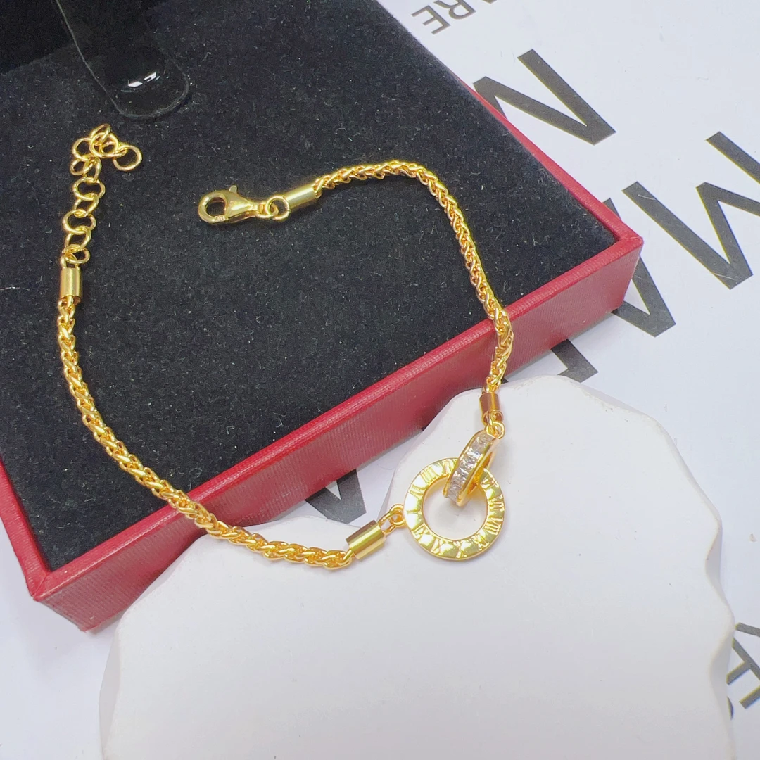 925银合成锆石手链 S925银环环相扣手链S116