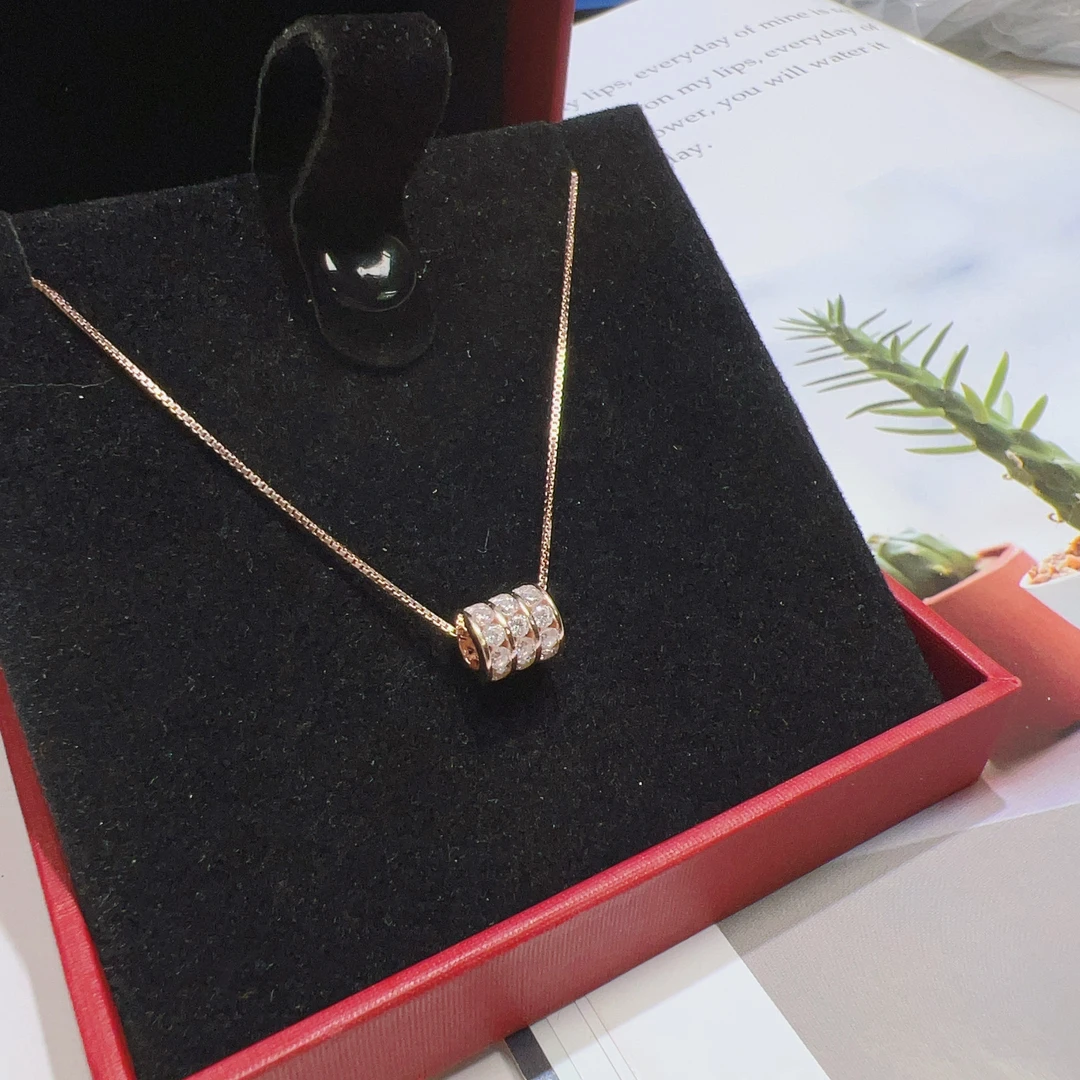 坠链均925银合成锆石 S925银精工小蛮腰套链T242