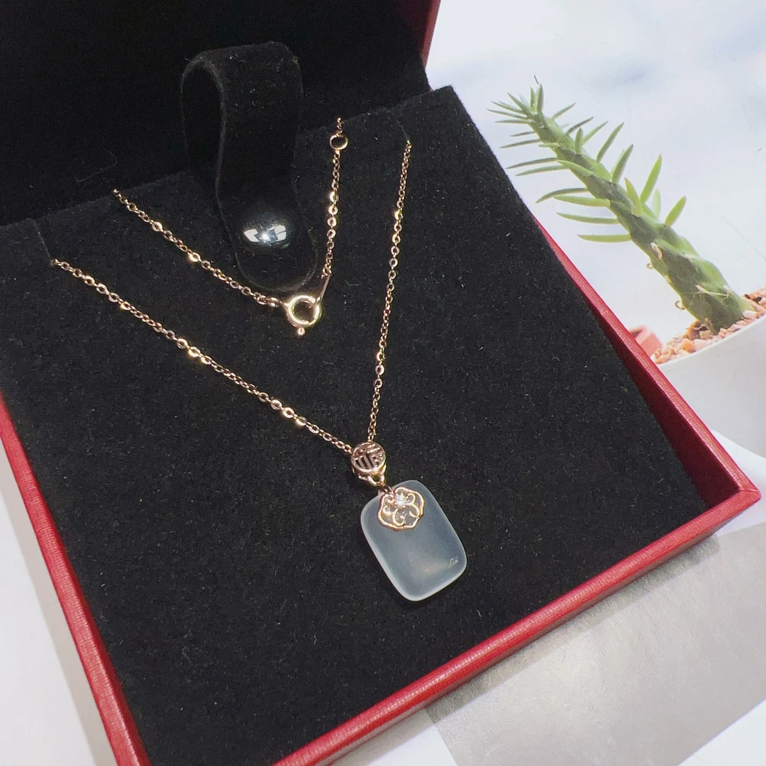 S925银平安无事牌套链T351