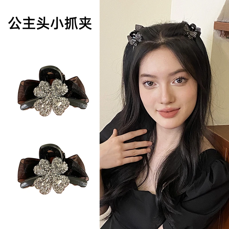 双面蝴蝶结小抓夹网纱小夹子头饰发夹女气质高级感侧边刘海夹顶夹