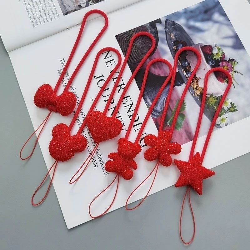 手机挂绳短款液态硅胶新年红卡通挂件舒适不勒手腕手机壳男女通用