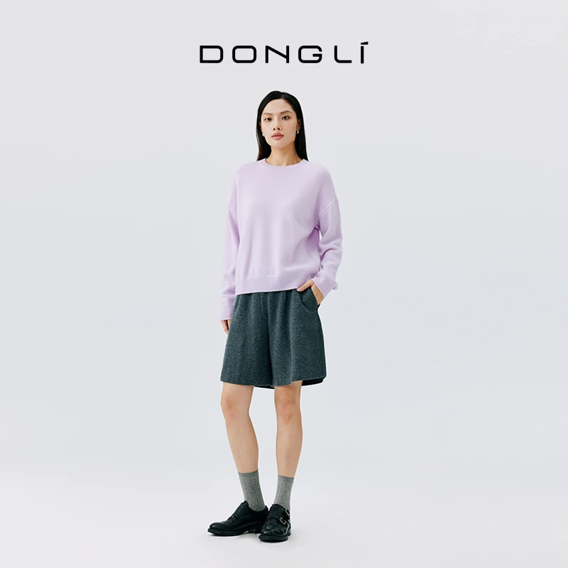 【可可专属】山羊绒 女士秋冬针织时尚百搭圆领套衫宽松贝壳4587