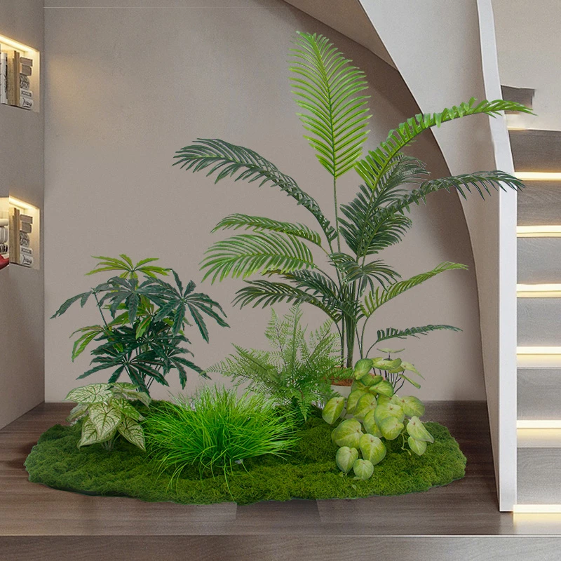 水乡故事仿真绿植散尾葵植物造景室内假绿植装饰盆栽客厅景观069