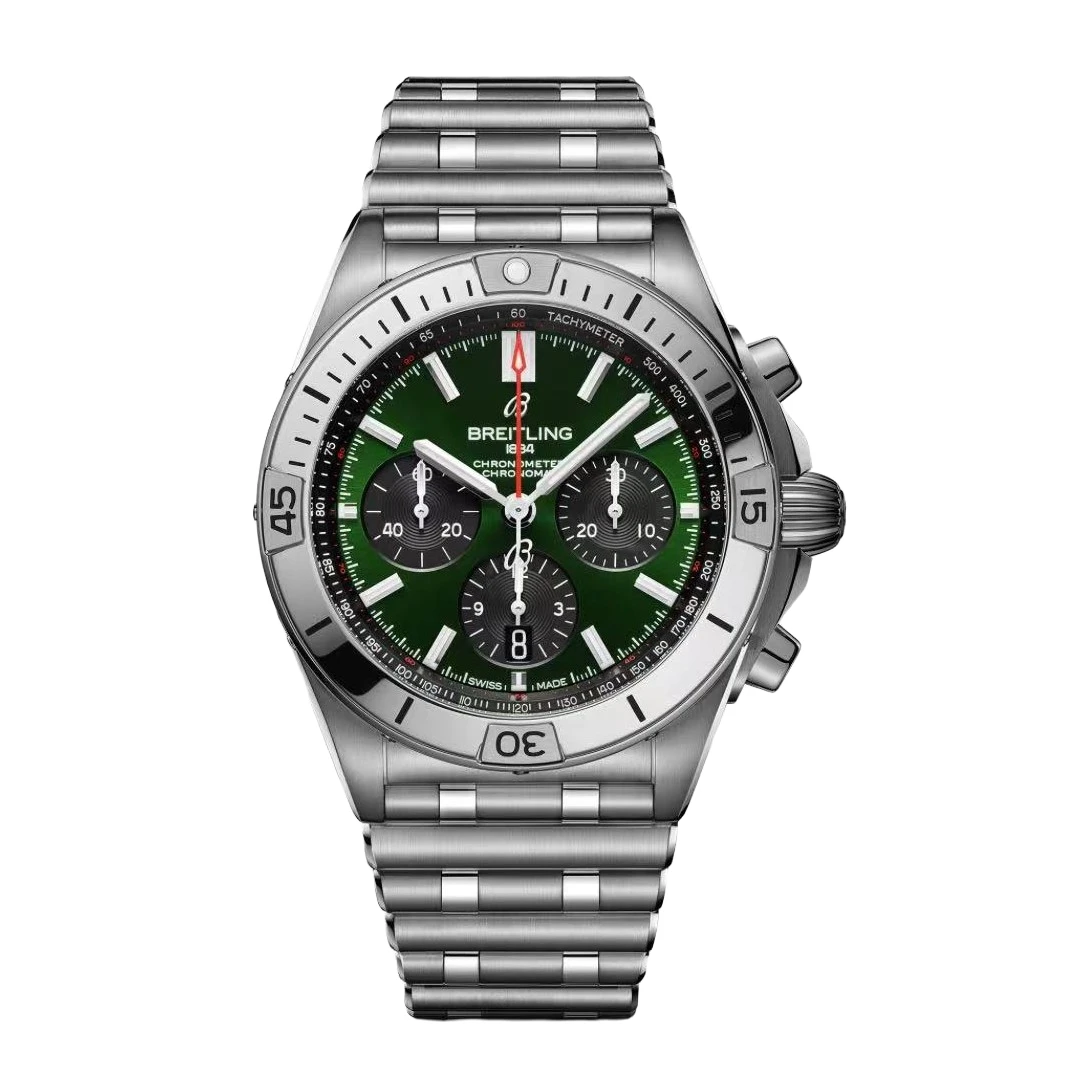 99新 BREITLING/百年灵 机械计时21年/表径42/机械男表时尚绿