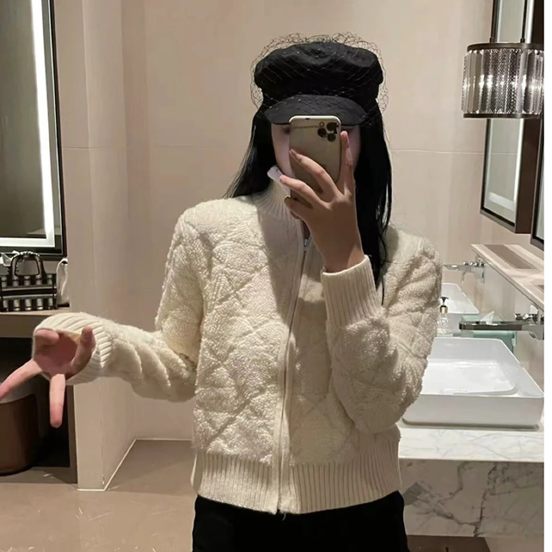 <猪猪出品>上新网红针织宽松百搭韩版时尚菱形外套1169