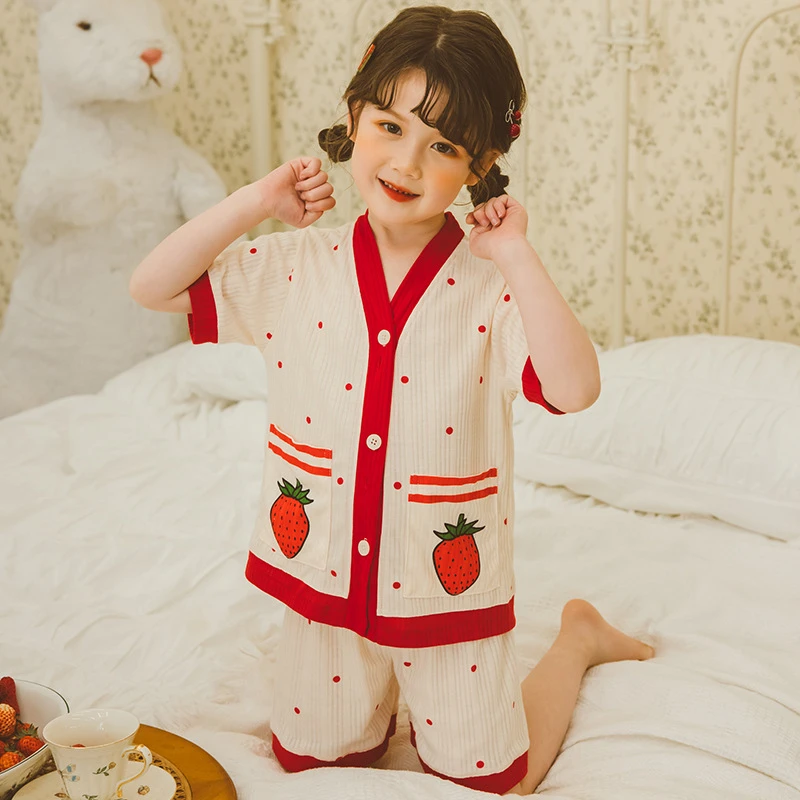 1226女童夏季短袖莫代尔睡衣儿童新款小女孩薄款空调家居服