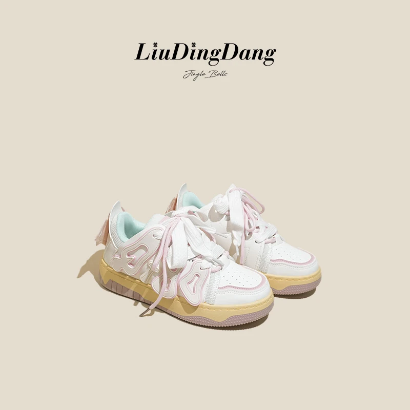 【刘叮咚女鞋】字母鞋板鞋2024年新款ins风超火时尚百搭休闲小白鞋