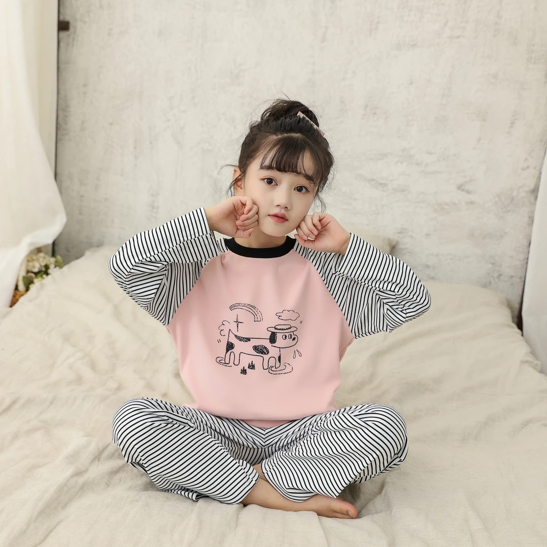 儿童长袖睡衣套装女孩秋季家居服舒适长裤
