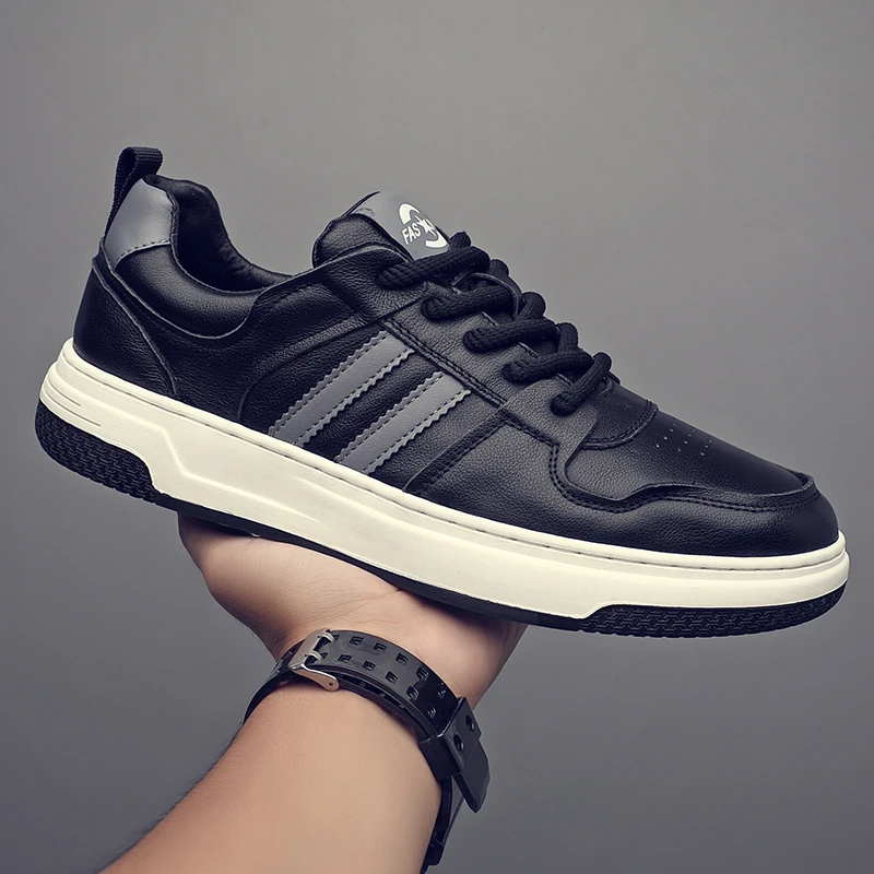 【头层牛皮】45码46码特大码男鞋百搭韩版透气真皮鞋男士休闲鞋黑色