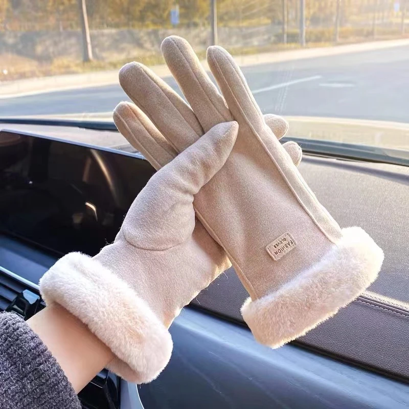 手套冬天女德绒触屏防冻自发热加绒加厚防寒保暖学生L7可触屏时尚