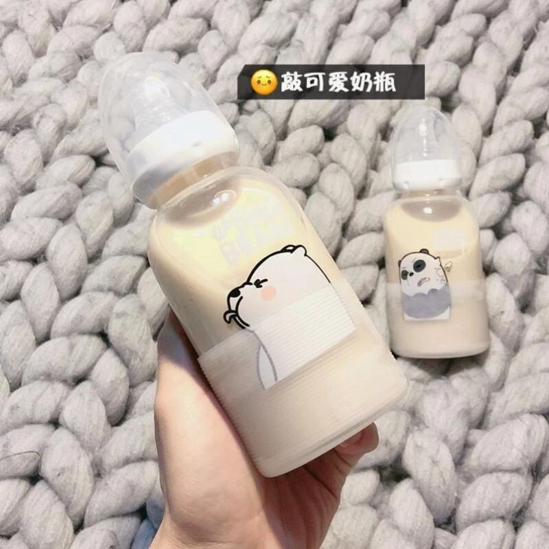奶瓶大人可爱奶嘴水瓶大人水杯韩国玻璃杯韩版男女学生少女心便携