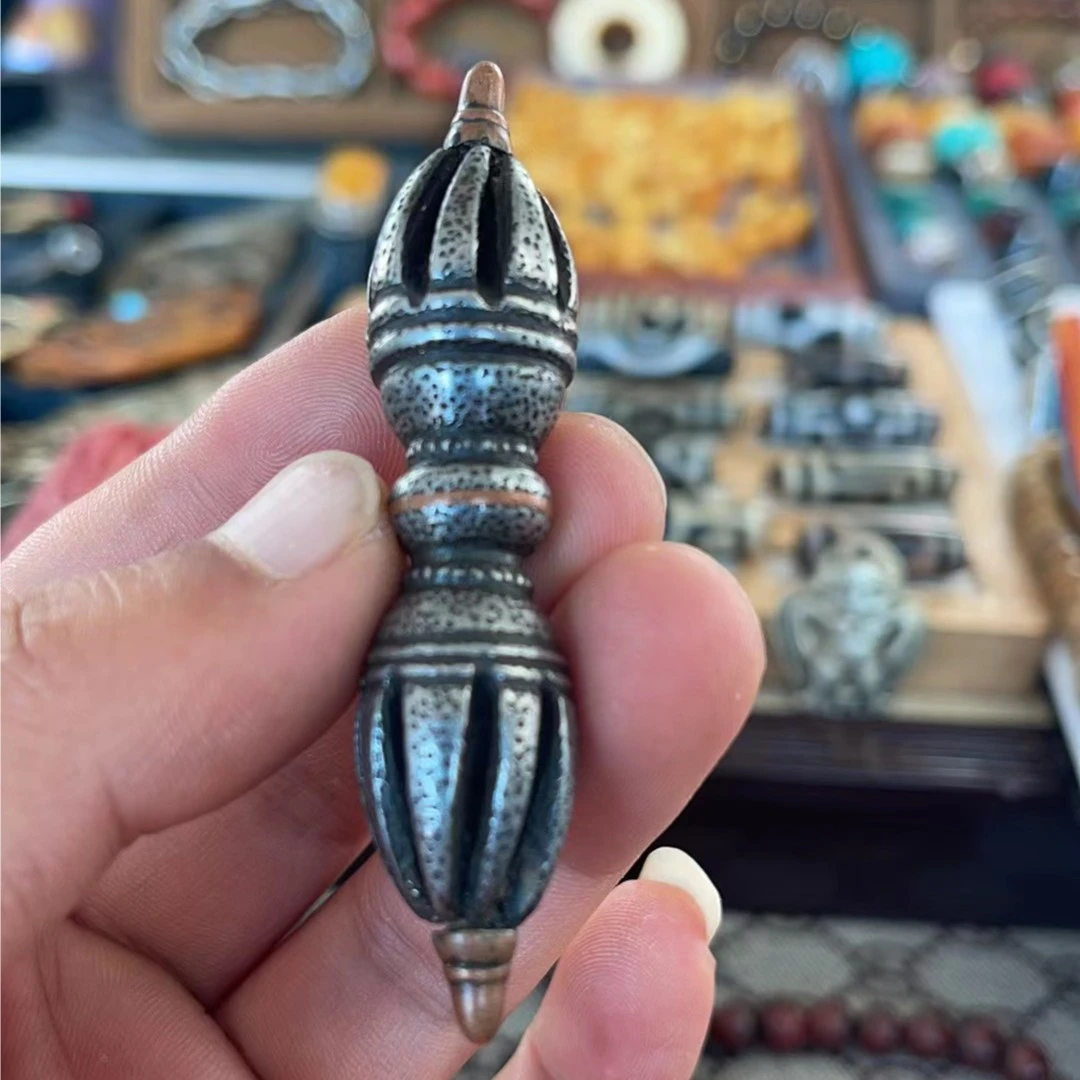 藏饰老天铁掐丝九股杵