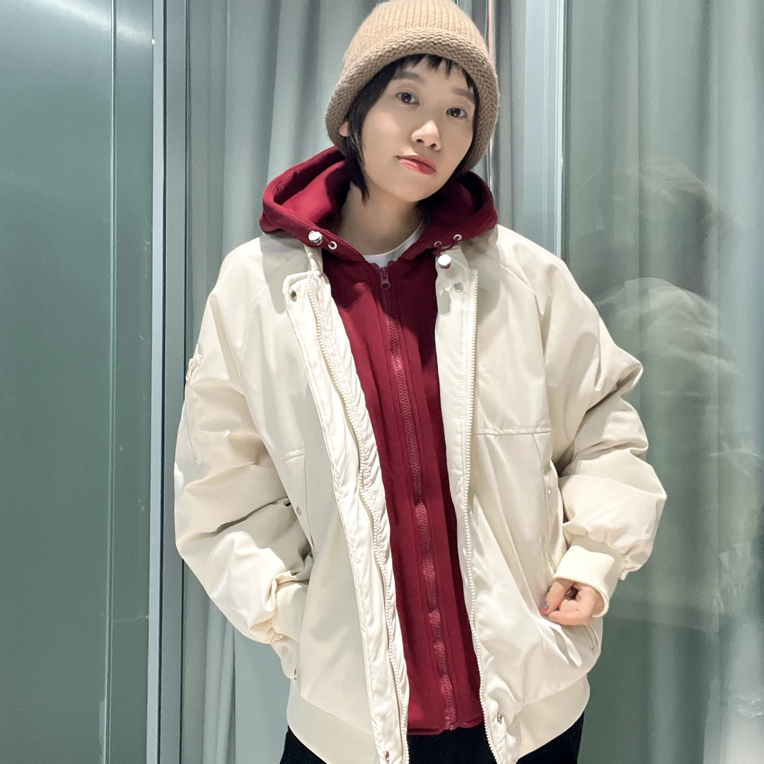 【压胶锁棉】防寒锁温外棉袄加厚连帽假两件棉服情侣防风保暖棉衣