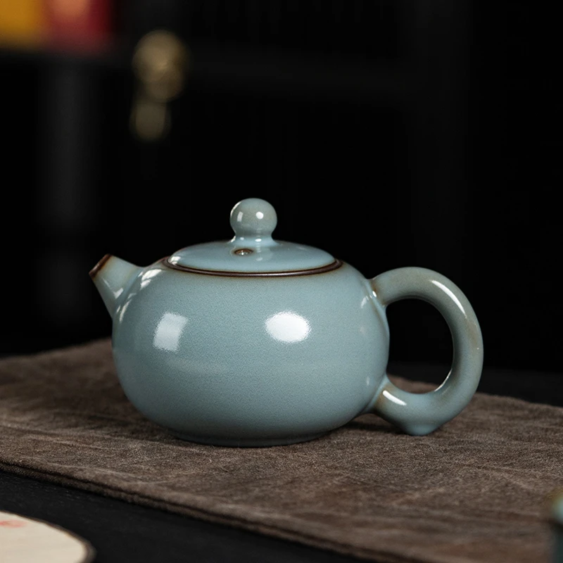 西园堂 铁胎汝窑手工西施壶 高温瓷原矿釉家用功夫茶具泡茶壶单壶