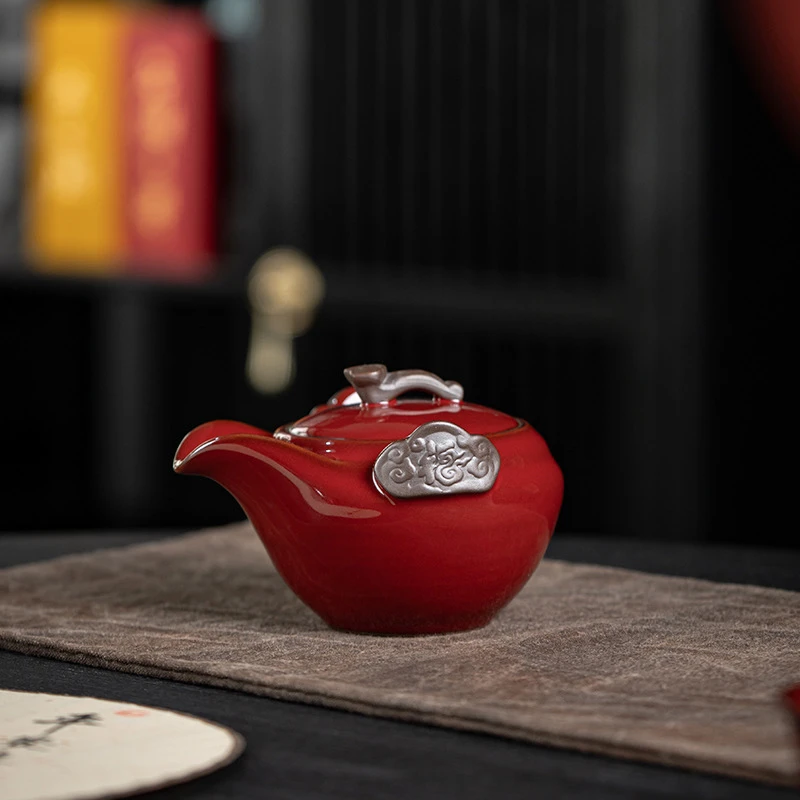 庄垂仁 郎红铁胎手抓壶 家用陶瓷泡茶壶 中式功夫茶具壶
