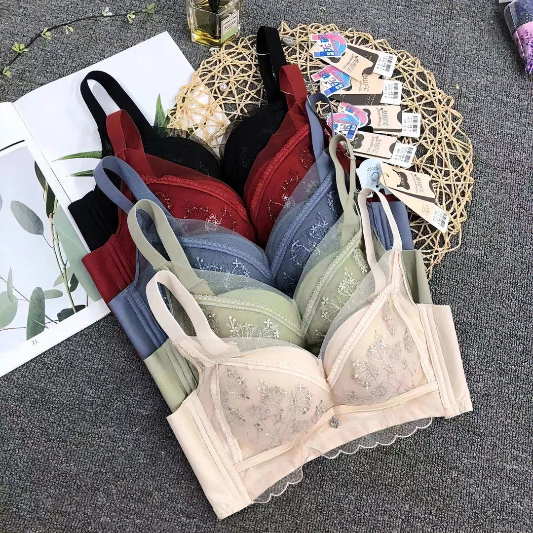 女士新品聚拢无钢圈文胸法式宫廷风调整型内衣收副乳柔软 8983 S1