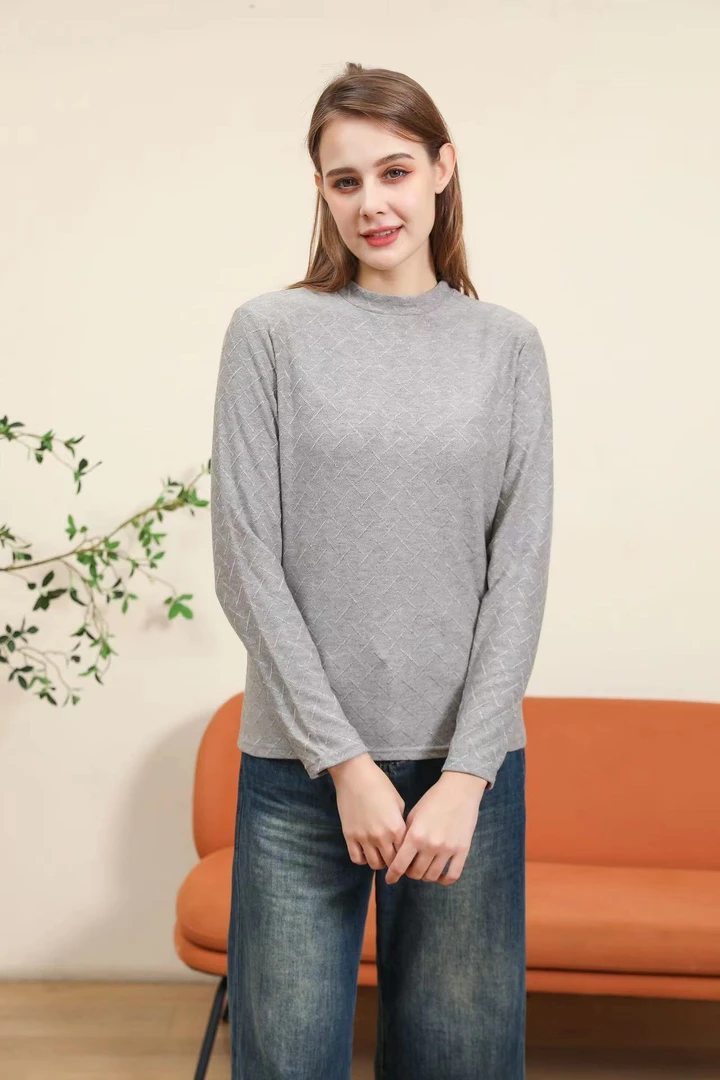 669高领长袖常规简约修身型极简风打底衫常规款T恤半高领