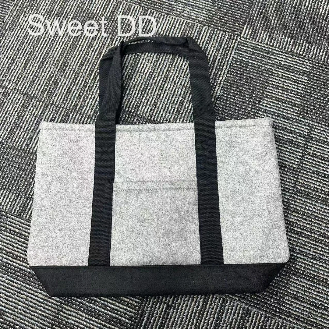 Sweet DD拼接色毛毡拎包（奔）（40*31*10）