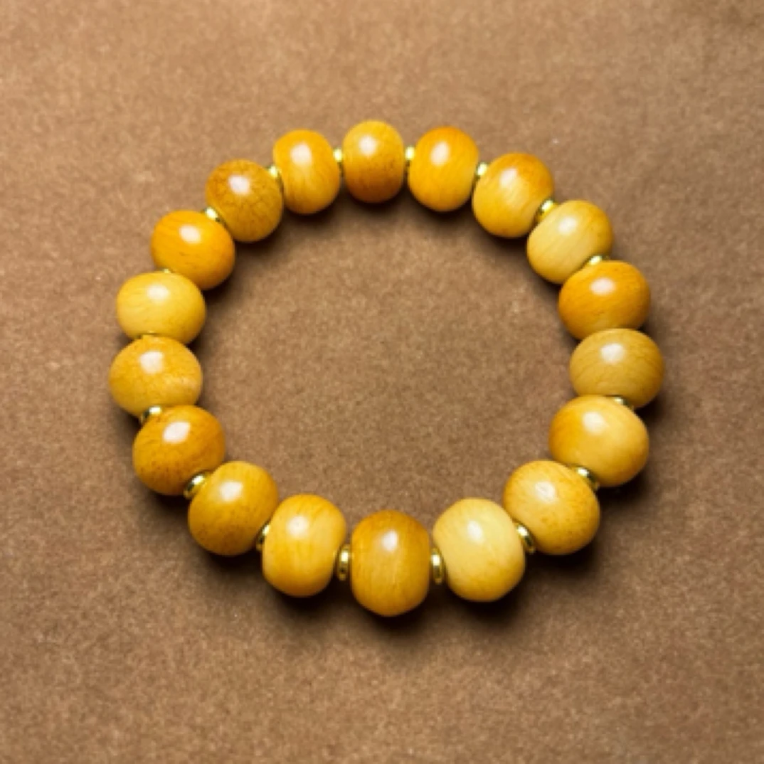 非金属木质手链 骨骨单圈手串 满玉化 色泽油润 玉化通透品相完好