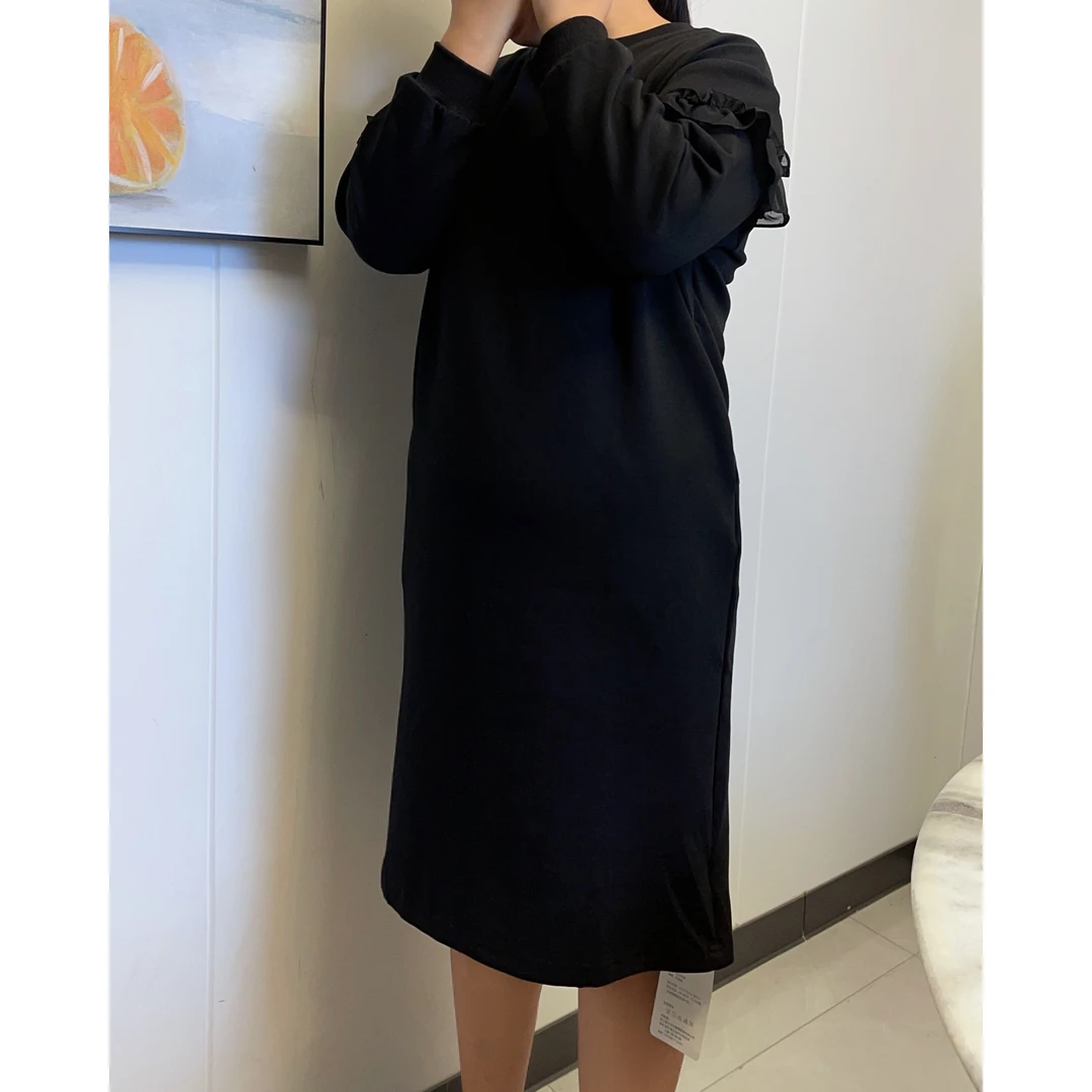 【粉丝专享】秋款长袖花边过膝连衣裙