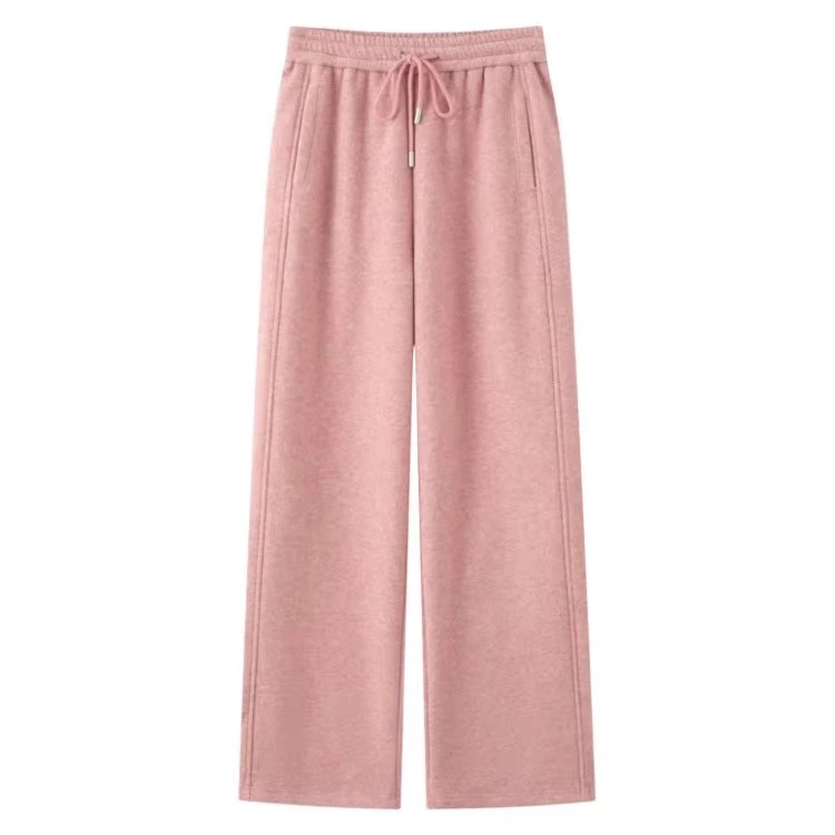 5935松紧腰加绒休闲裤女2024冬季气质百搭直筒长裤女