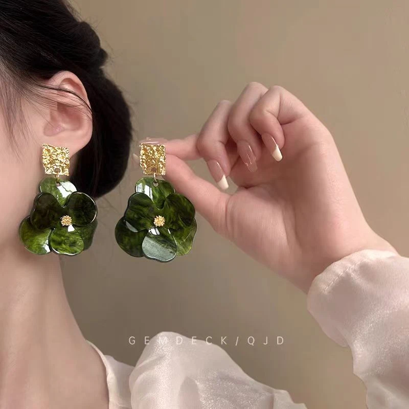 合金耳饰 绿野仙踪~复古温柔花朵耳环百搭法式超仙小众花朵耳饰女