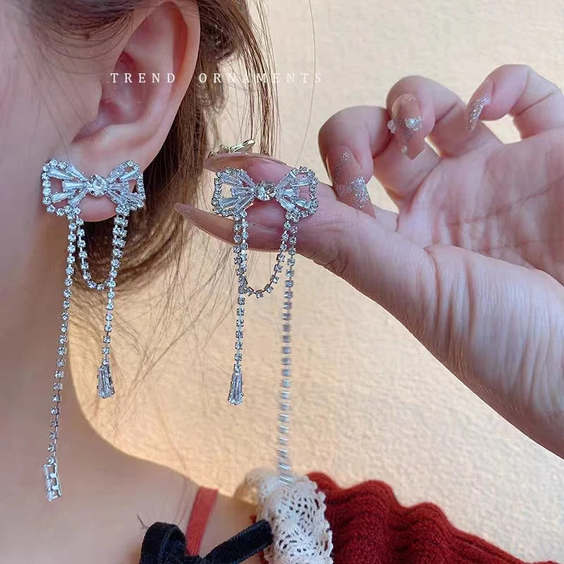 合金耳饰 超仙气质蝴蝶水钻耳饰轻奢满钻少女甜美耳环小众耳饰女