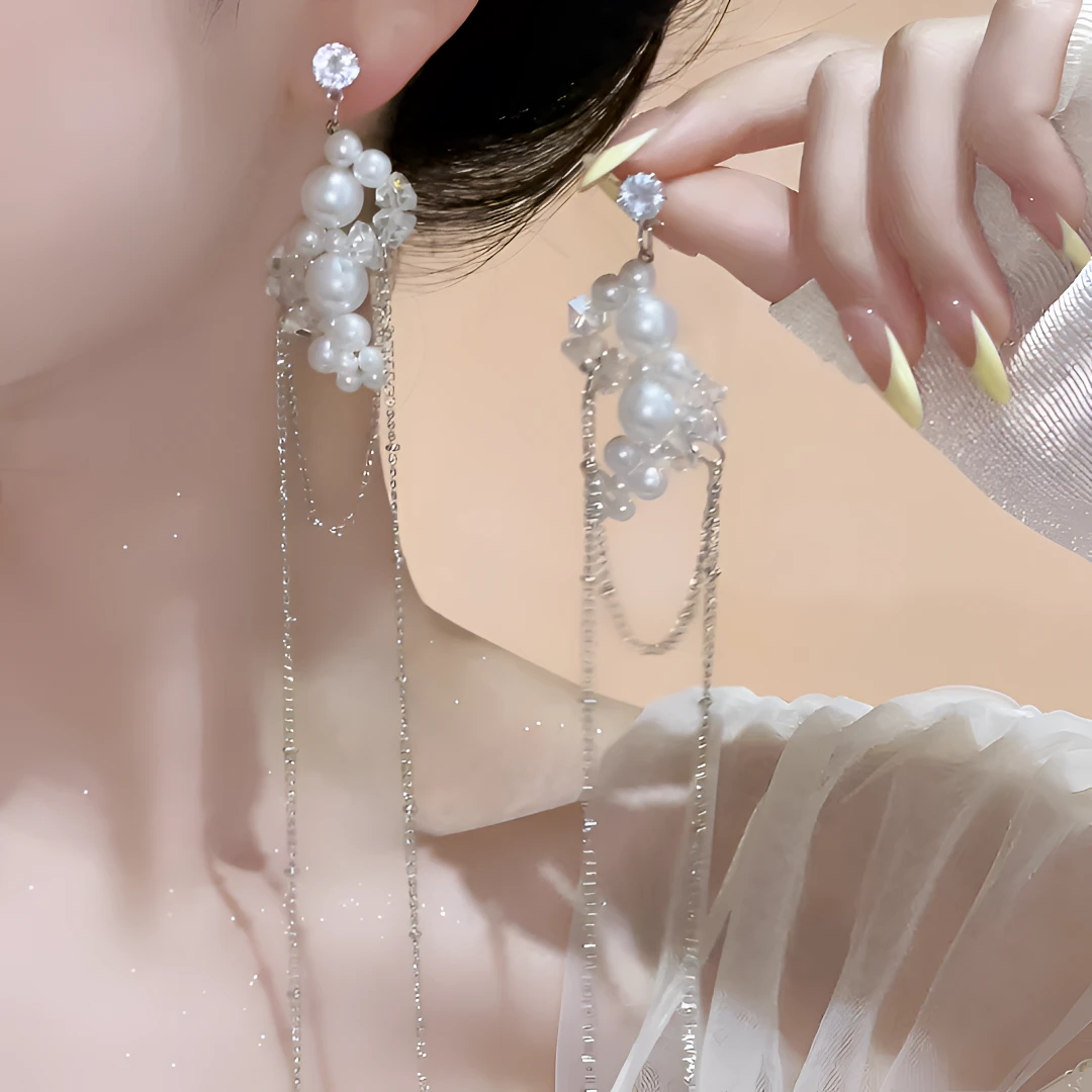 合金耳饰 超仙长款流苏耳环甜美仙女轻奢个性小众气质仙气耳饰女