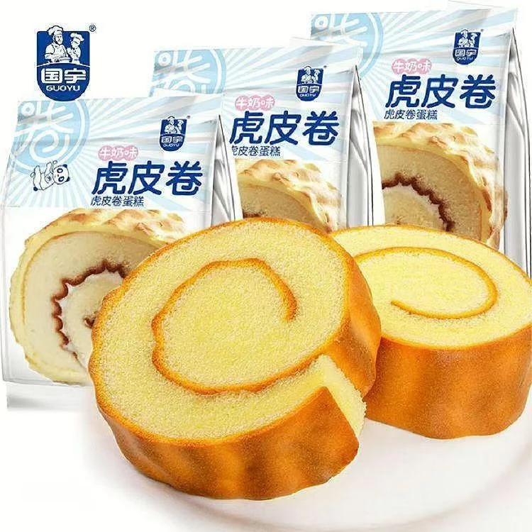 国宇牛奶味虎皮卷蛋糕独立包装营养早餐