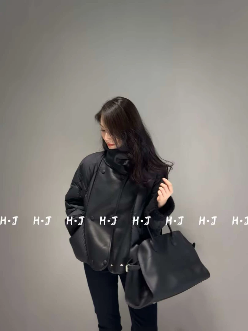 【 H·J 】“波士顿”时髦随性短款拼皮毛羽绒服2933