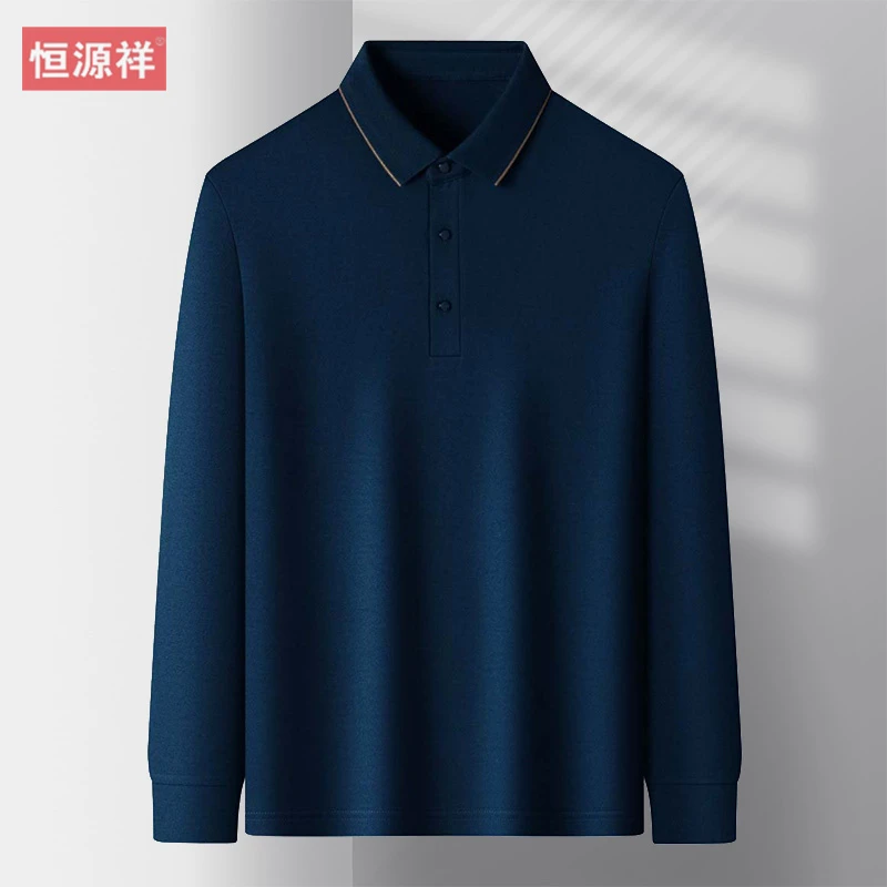 恒源祥【可机洗】【精纺含羊毛】男士秋冬休闲百搭高品质长袖POLO衫