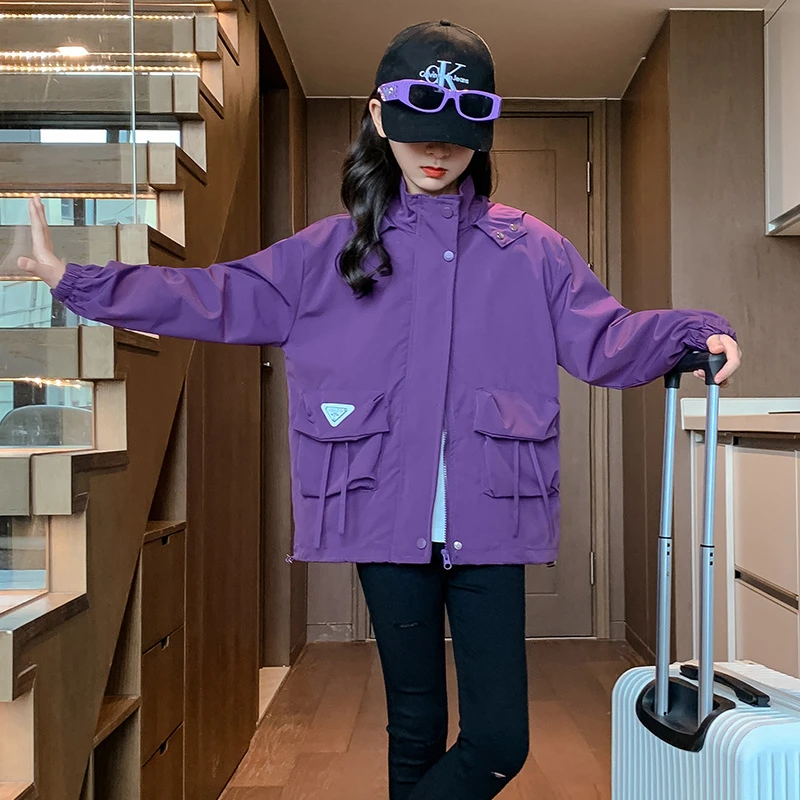 女童秋季外套2024新款女大童春秋冬款冲锋衣女孩上衣洋气儿童衣服