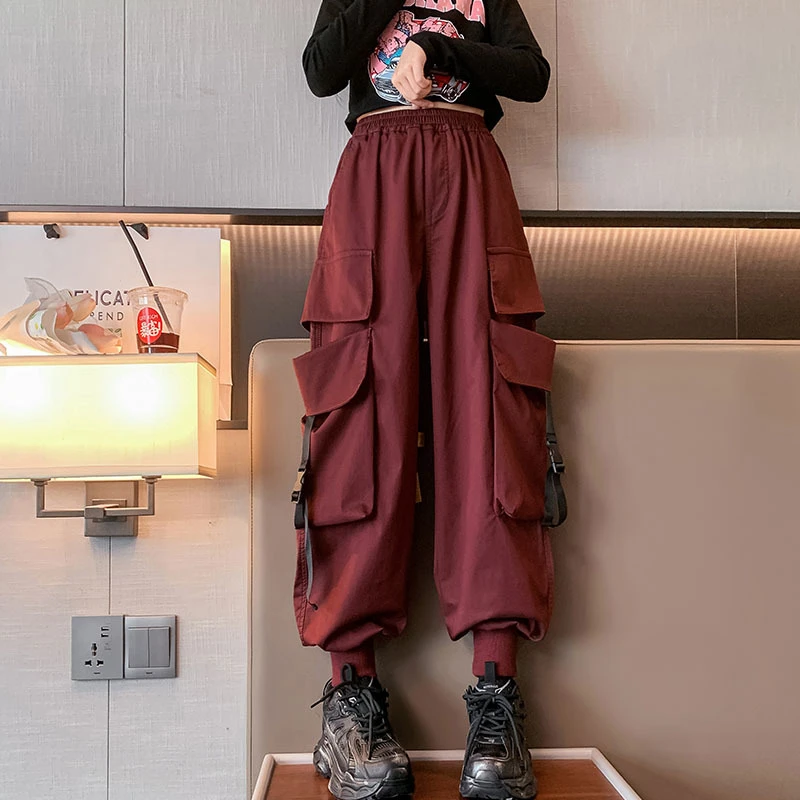女童工装裤2024秋季新款大口袋裤子中大童百搭裤儿童春秋款休闲裤