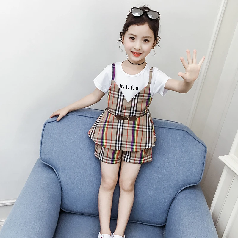 女童套装2023新款夏装洋气童装小女孩夏季衣服儿童时髦短裤两件套