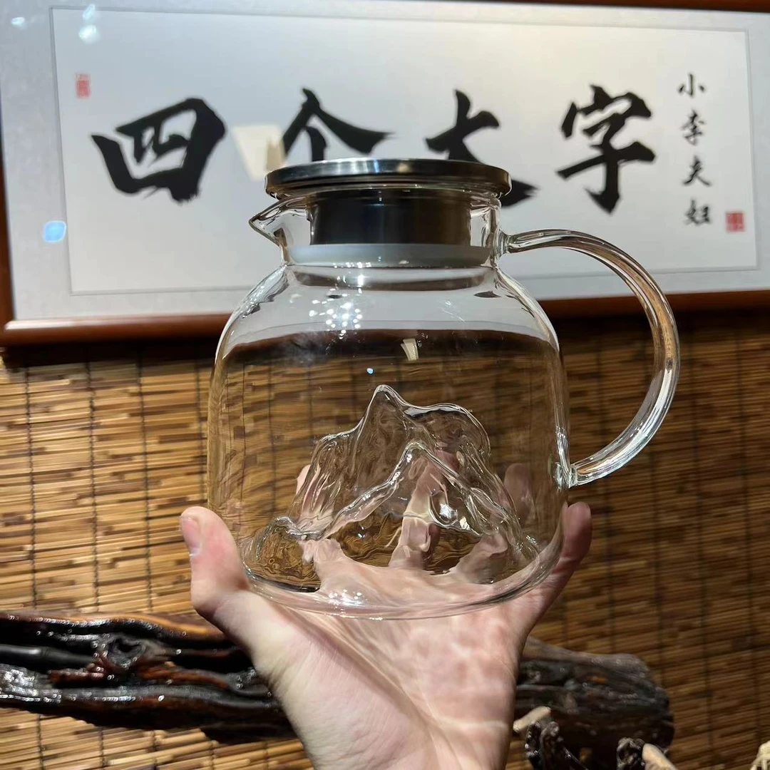 雪山大容量 冷水壶 煮茶壶 可以火上烧的玻璃高 硼硅材质凉水壶
