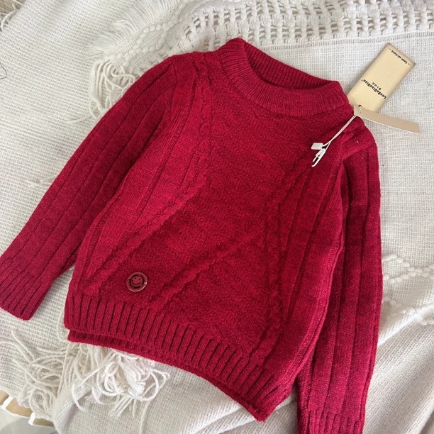 03935男童毛衣女童冬加绒加厚春季中小童宝宝儿童套头针织打底