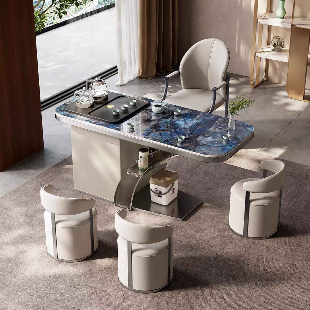 岩板茶桌椅组合烧水壶一体2025新款现代简约小户型家用阳台小茶台