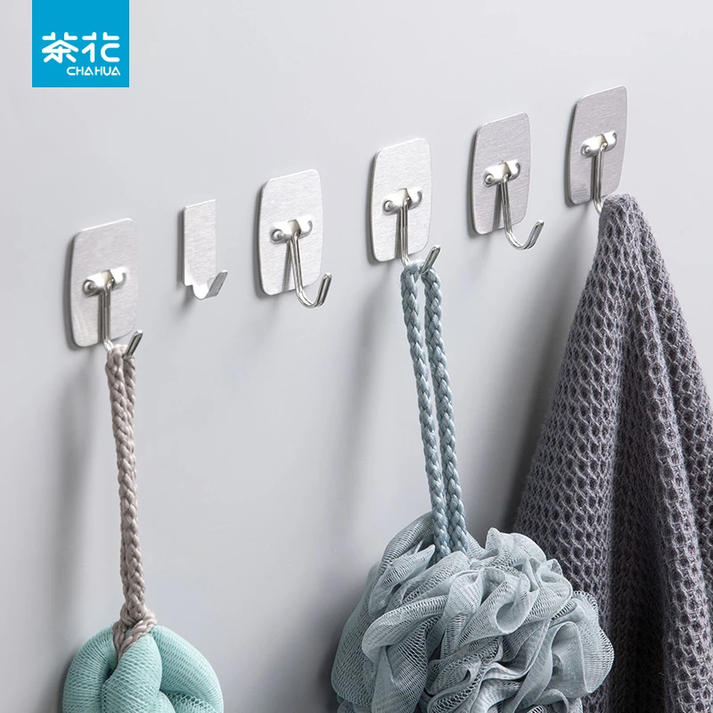 茶花粘钩不锈钢挂钩强力承重无痕钩子卫生间免钉家用粘钩浴室粘贴