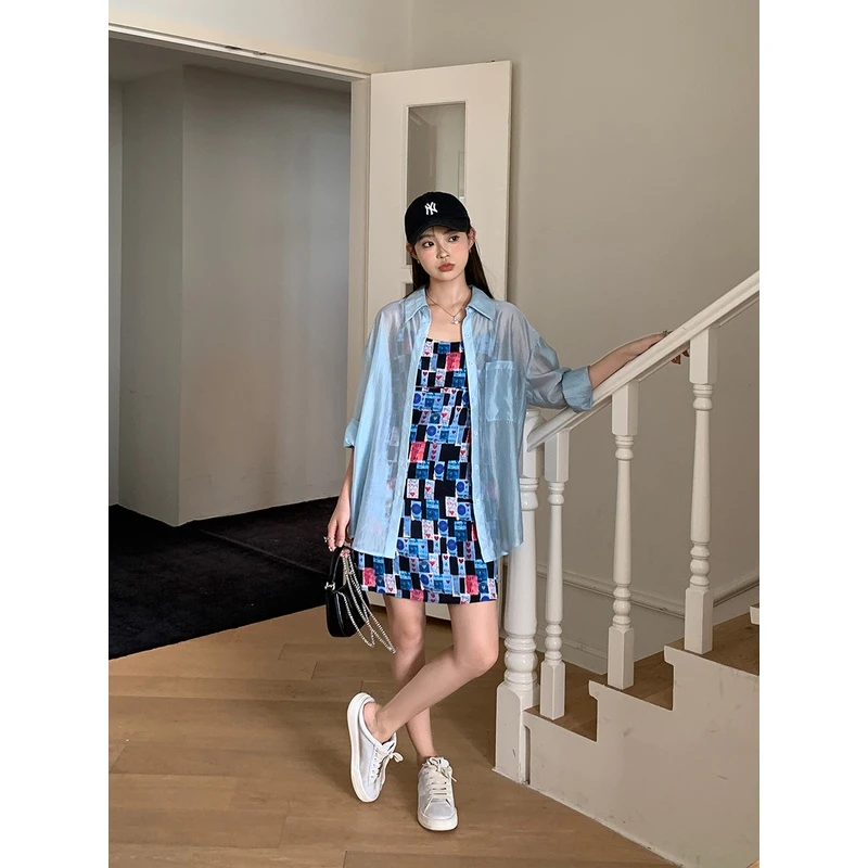 H2Q0131H2Q0132H2E0002何小七胖mm吊带裙针织开衫两件套夏季